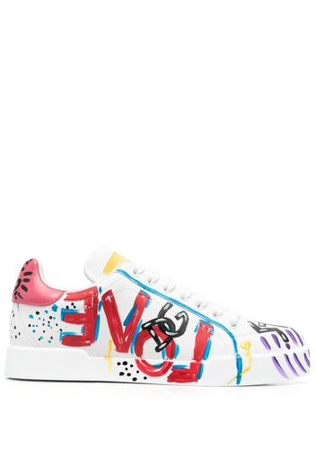 Dolce & Gabbana Portofino painted lace-up sneakers - Weiß