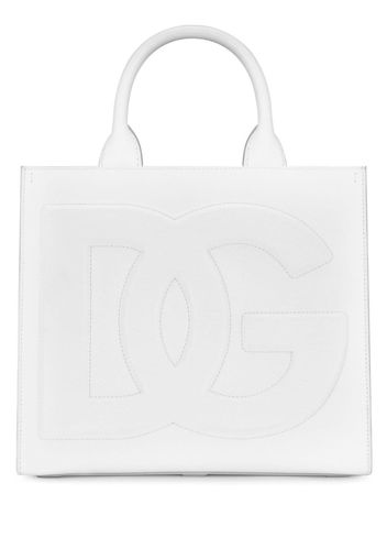 Dolce & Gabbana embossed-logo leather tote bag - Weiß