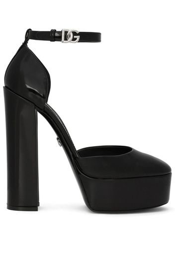 DOLCE & GABBANA polished chunky-heel mules - Schwarz