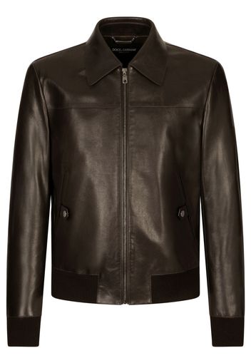 Dolce & Gabbana collared leather bomber jacket - Schwarz