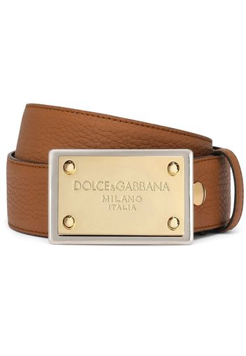 Dolce & Gabbana Gürtel mit Logo-Schild - Braun