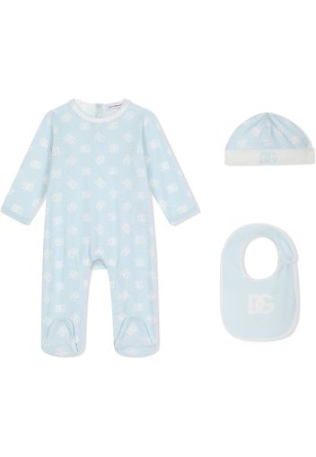 Dolce & Gabbana Kids Strampler-Set mit Logo-Print - Blau