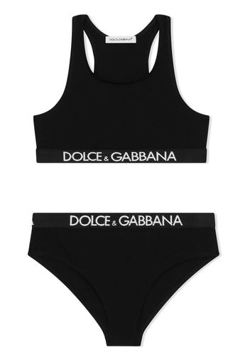 Dolce & Gabbana Kids Unterwäsche-Set mit Logo-Borte - Schwarz