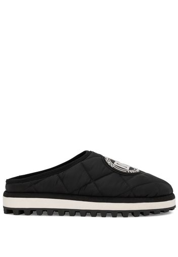 Dolce & Gabbana Gesteppte Slipper mit Logo-Patch - Schwarz