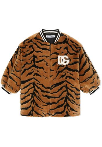 DOLCE & GABBANA KIDS tiger-print varsity jacket - Braun