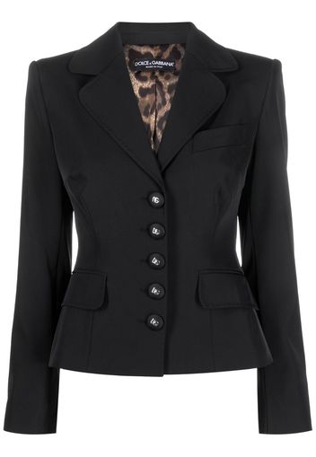 Dolce & Gabbana logo-plaque button-fastening blazer - Schwarz