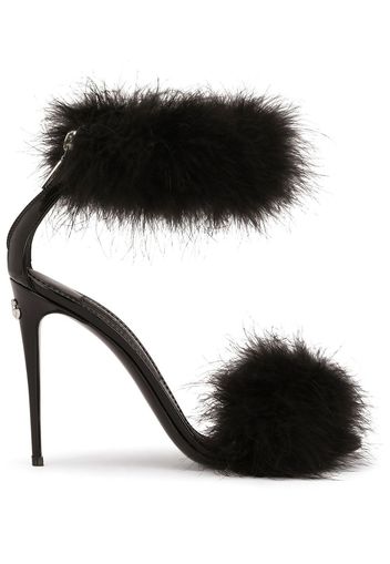 Dolce & Gabbana Keira 105mm feather-trim sandals - Schwarz