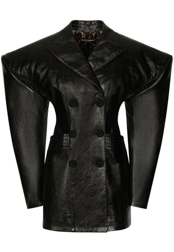 Dolce & Gabbana Strukturierte Lederjacke - Schwarz