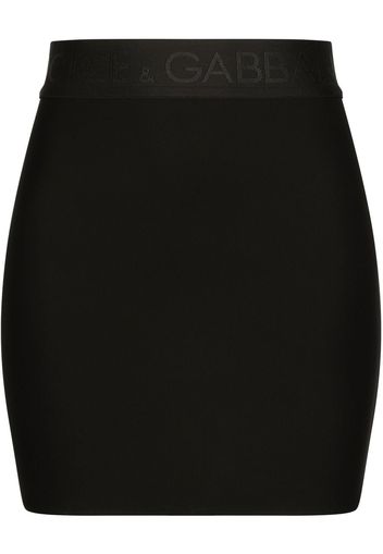 Dolce & Gabbana logo-waistband fitted skirt - Schwarz