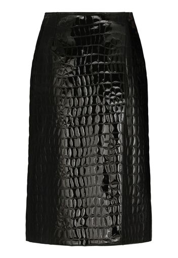 Dolce & Gabbana alligator-print silk-blend skirt - Schwarz