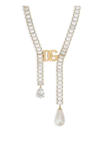 Dolce & Gabbana rhinestone-embellished logo necklace - Gold