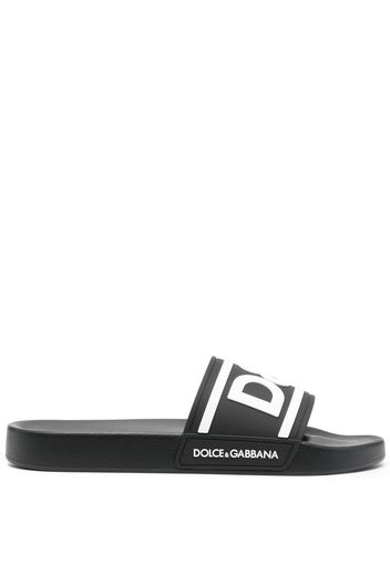 DOLCE & GABBANA logo-print beach sliders - Schwarz