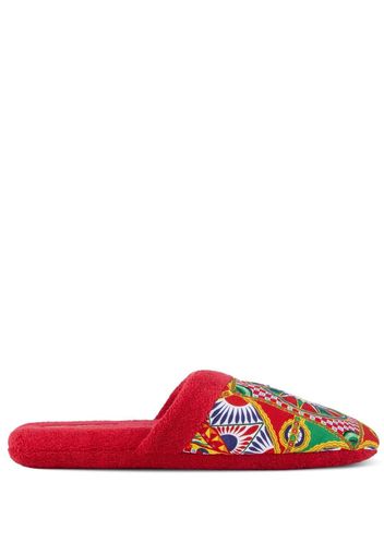 Dolce & Gabbana Carretto Siciliano-print terry slippers - Rot