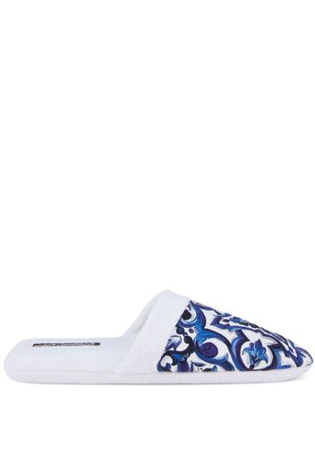 Dolce & Gabbana Barocco-print terry-cloth slippers - Weiß