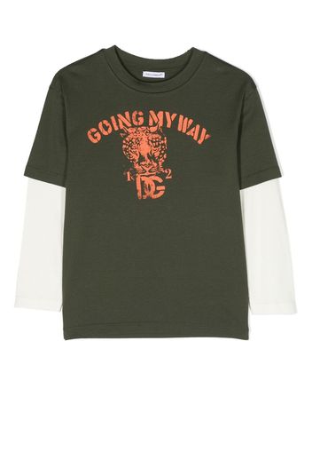 Dolce & Gabbana Kids slogan-print long-sleeve T-shirt - Grün