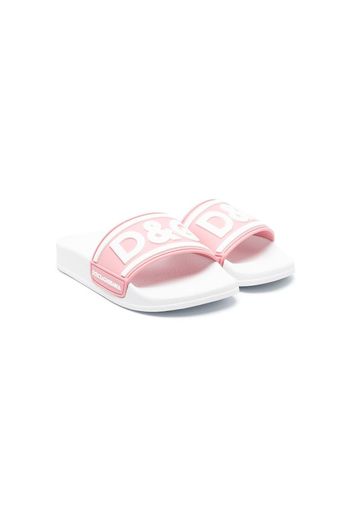 Dolce & Gabbana Kids 3D-logo flat slides - Weiß