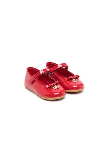 Dolce & Gabbana Kids logo-plaque touch-strap ballerinas - Rot