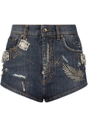 Dolce & Gabbana Jeans-Shorts mit Sicherheitsnadeln - Blau