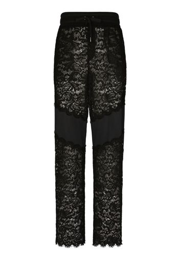 Dolce & Gabbana Straight-Leg-Hose mit Spitzenbesatz - Schwarz