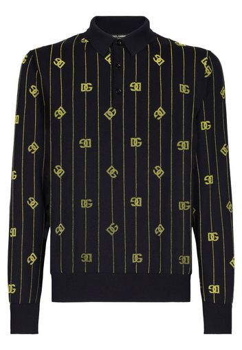 Dolce & Gabbana Poloshirt mit Jacquard-Logo - Schwarz