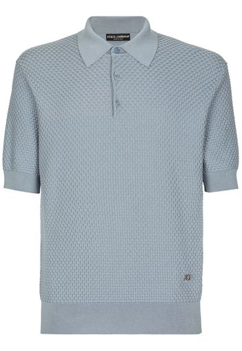 Dolce & Gabbana Poloshirt mit Waffelstrick-Muster - Grau