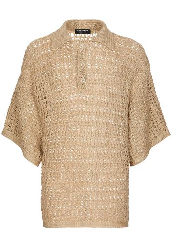 Dolce & Gabbana Poloshirt mit Lochstrickmuster - Nude