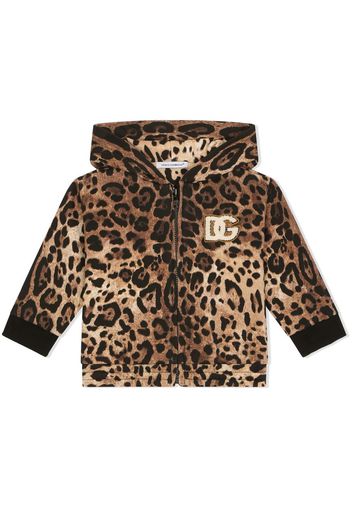 Dolce & Gabbana Kids Kapuzenjacke mit Animal-Print - Braun