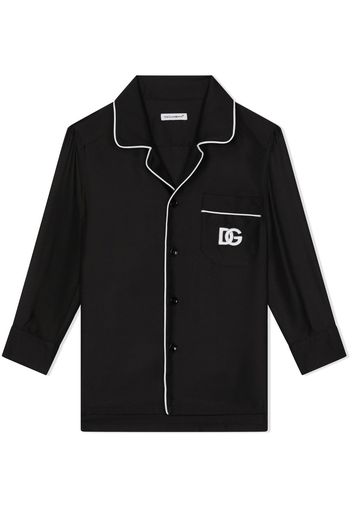 Dolce & Gabbana Kids Hemd mit Logo-Stickerei - Schwarz