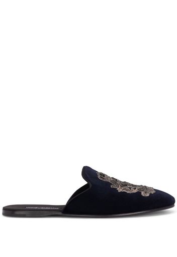 Dolce & Gabbana velvet-finish embroidered slippers - Schwarz