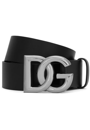 Dolce & Gabbana DG logo-buckle leather belt - Schwarz