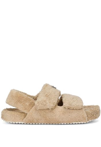 Dolce & Gabbana Sandalen mit Faux Fur - Nude