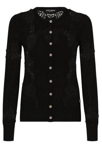 Dolce & Gabbana Cardigan mit Spitzeneinsätzen - Schwarz