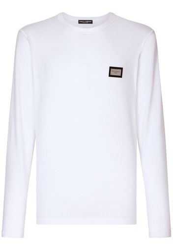 Dolce & Gabbana logo-plaque long-sleeve T-shirt - Weiß