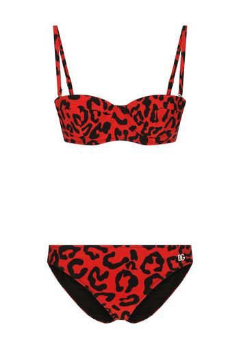 Dolce & Gabbana leopard-print bikini set - Rot