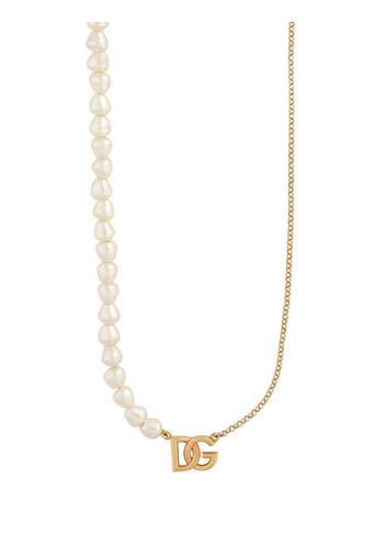 Dolce & Gabbana DG-pendant faux-pearl necklace - Gold