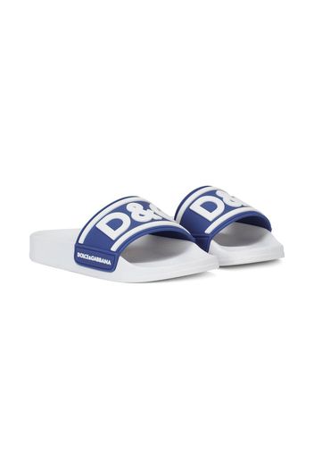 Dolce & Gabbana Kids logo-print detail slides - Blau