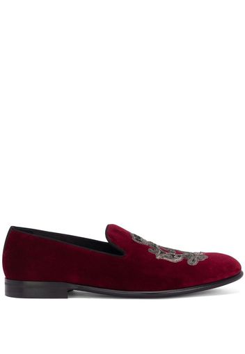 Dolce & Gabbana velvet-finish embroidered slippers - Rot