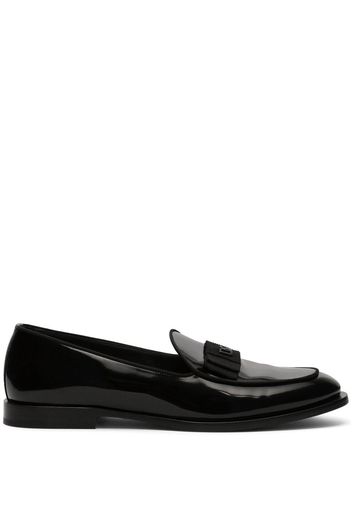 Dolce & Gabbana logo-plaque leather slippers - Schwarz