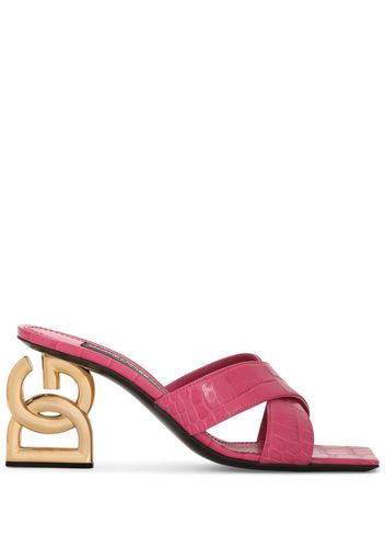 Dolce & Gabbana Mules mit Kroko-Effekt - Rosa