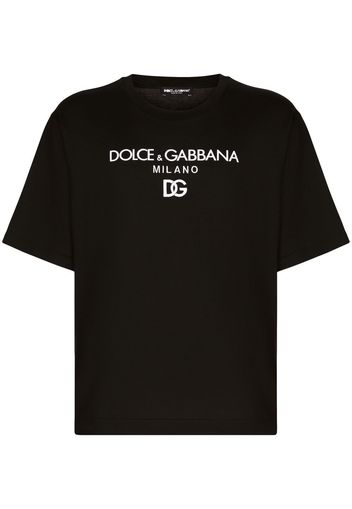 Dolce & Gabbana T-Shirt mit Logo-Stickerei - Schwarz