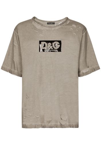 Dolce & Gabbana T-Shirt im Distressed-Look - Grau