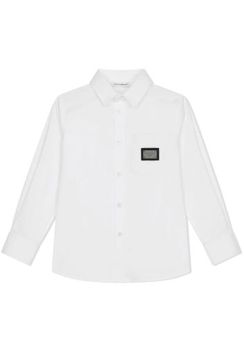 Dolce & Gabbana Kids Hemd mit Logo-Schild - Weiß