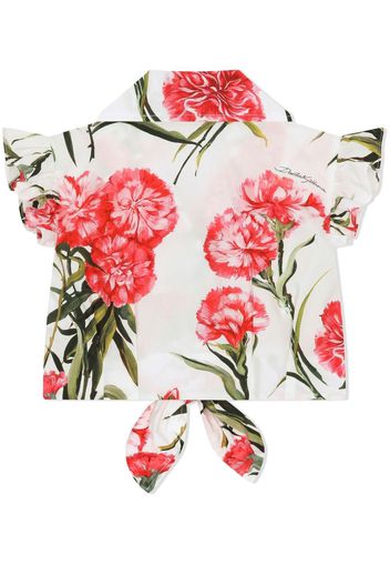 Dolce & Gabbana Kids floral-print ruffled blouse - Weiß