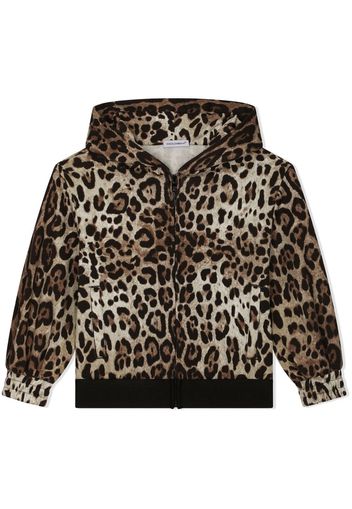 Dolce & Gabbana Kids Jacke mit Leoparden-Print - Braun