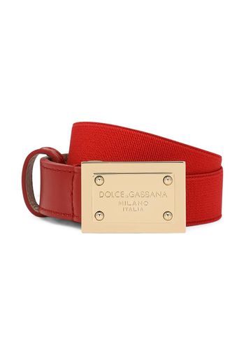 Dolce & Gabbana Kids engraved-logo buckle fastening belt - Rot