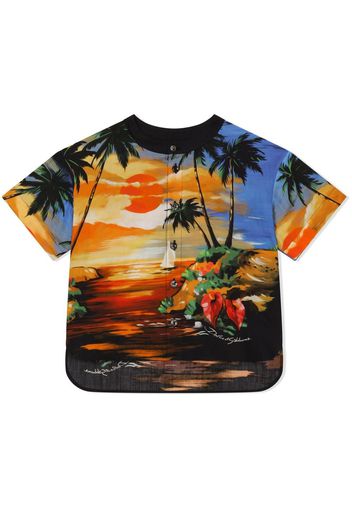 Dolce & Gabbana Kids Hemd mit Sonnenuntergang - Mehrfarbig