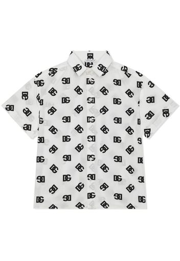 Dolce & Gabbana Kids Kurzärmeliges Hemd mit Logo-Print - Weiß