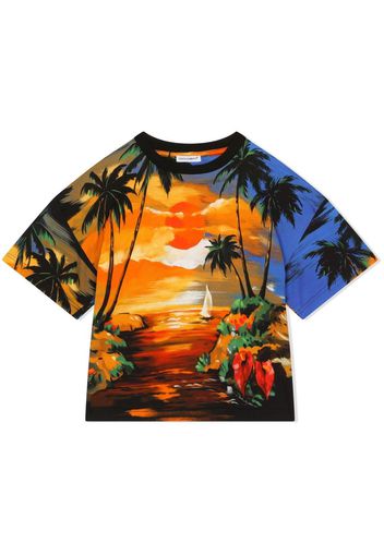 Dolce & Gabbana Kids palm tree-print T-shirt - Orange