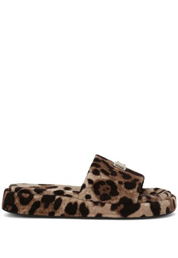 Dolce & Gabbana Slipper mit Leoparden-Print - Braun