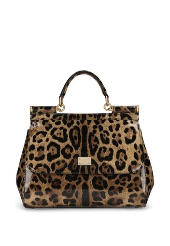 Dolce & Gabbana medium Sicily leopard-print shoulder bag - Schwarz